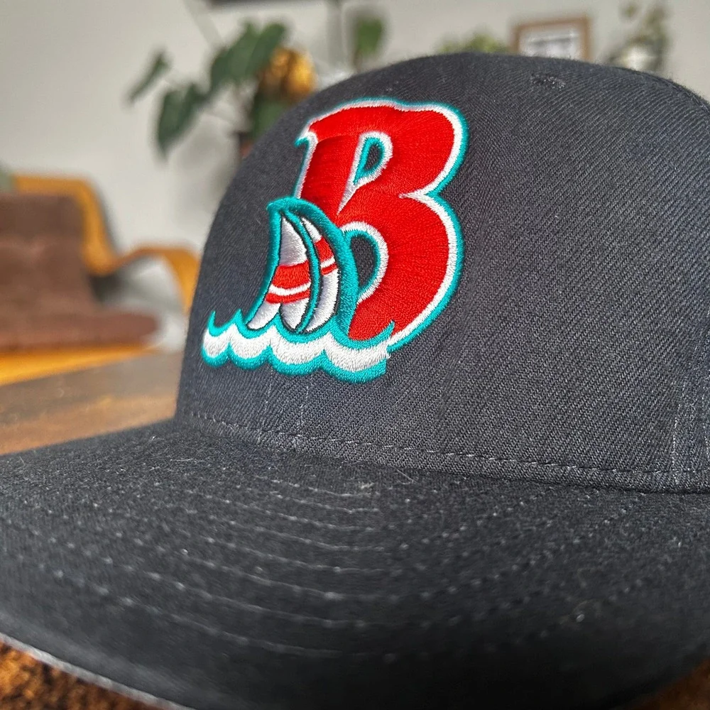 Vintage New Era Bowie Baysox Snapback Hat Black MiLB Baseball Made in USA Cap